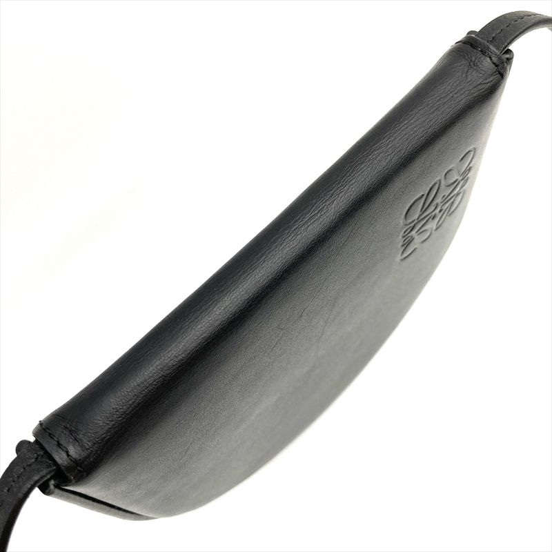 Loewe Heel Pouch Mini Shoulder Bag Leather 102208 Engraved Black Wallet Women