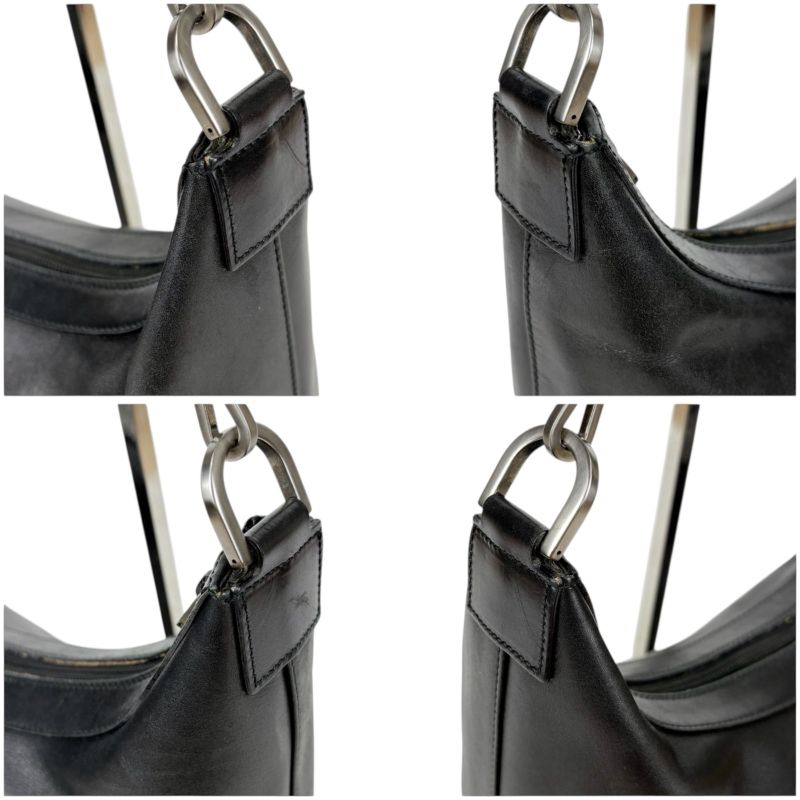 Gucci Bamboo One Shoulder Bag Black Leather Hobo Soho Shoulder