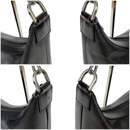 Gucci Bamboo One Shoulder Bag Black Leather Hobo Soho Shoulder