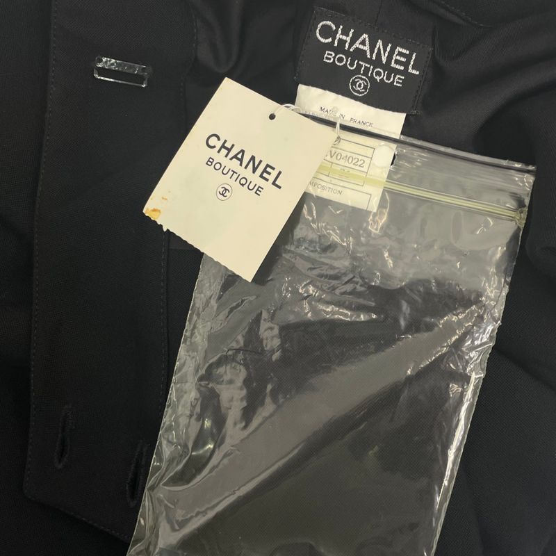 Chanel 96P Skirt Coco Button Wool Black