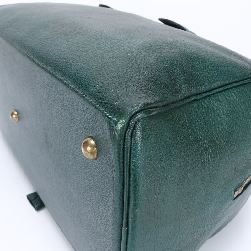 Hermes 00W Marked Gallop 50 Leather Boston Bag Green Business Travel A4 Tote