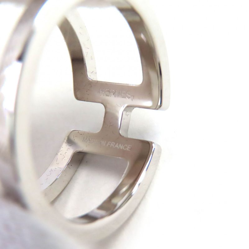 Hermes H Anne Long Palladium Scarf Ring Silver With Box And Storage Bag Made In