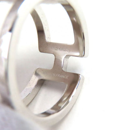 Hermes H Anne Long Palladium Scarf Ring Silver With Box And Storage Bag Made In