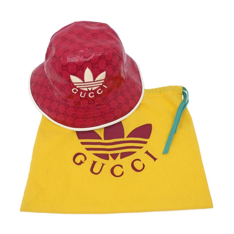 Gucci X Adidas Bucket Hat 728215 M Size 58cm (22.83in) Red Unisex