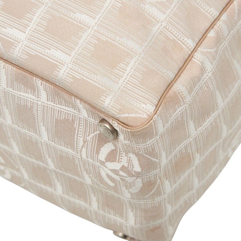 Chanel New Travel Line Beige Pink Nylon Leather Women's Chanel