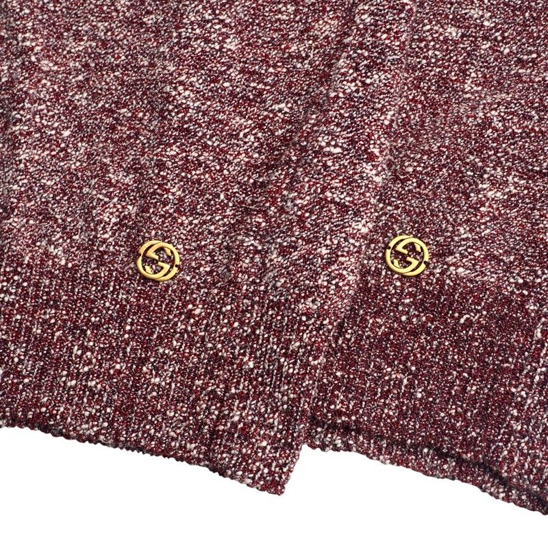Gucci Ensemble Size S Knit Cardigan Knit Dress GG Logo Lame Red [recommended]