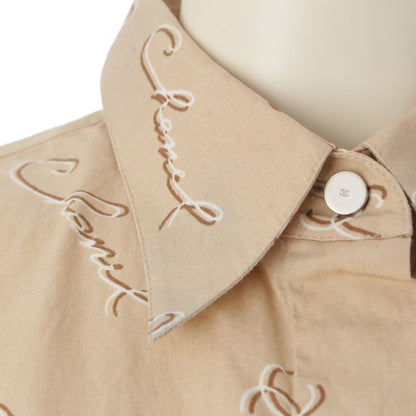 Chanel 98P Cotton Written Logo Coco Mark Cropped Short Sleeved Shirt Top P12983