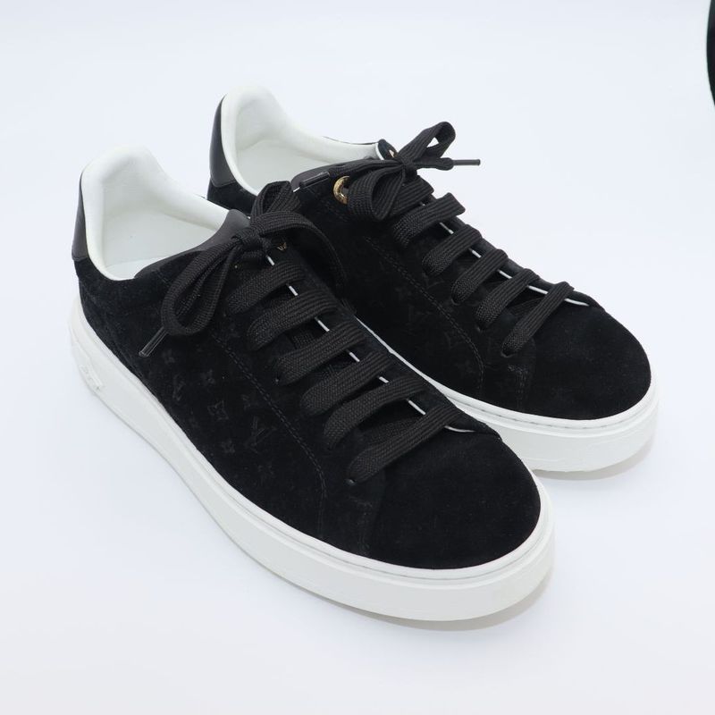 Louis Vuitton Monogram Time Outlines 23 Years Leather X Suede Sneakers Women's