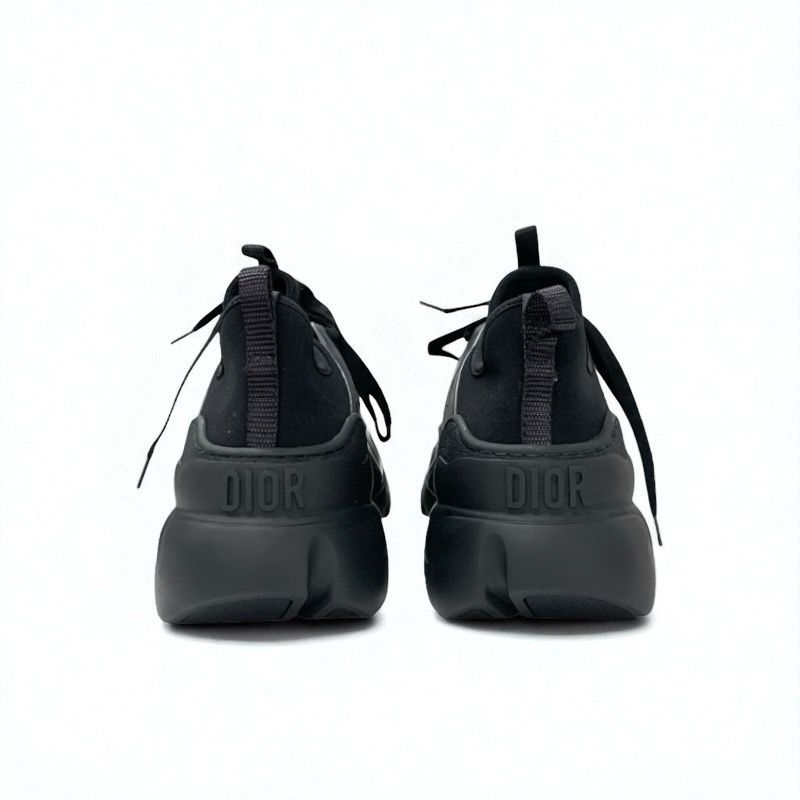 Christian DIOR D-connect Sneakers Shoes Rubber Fabric Leather Black Unused Logo