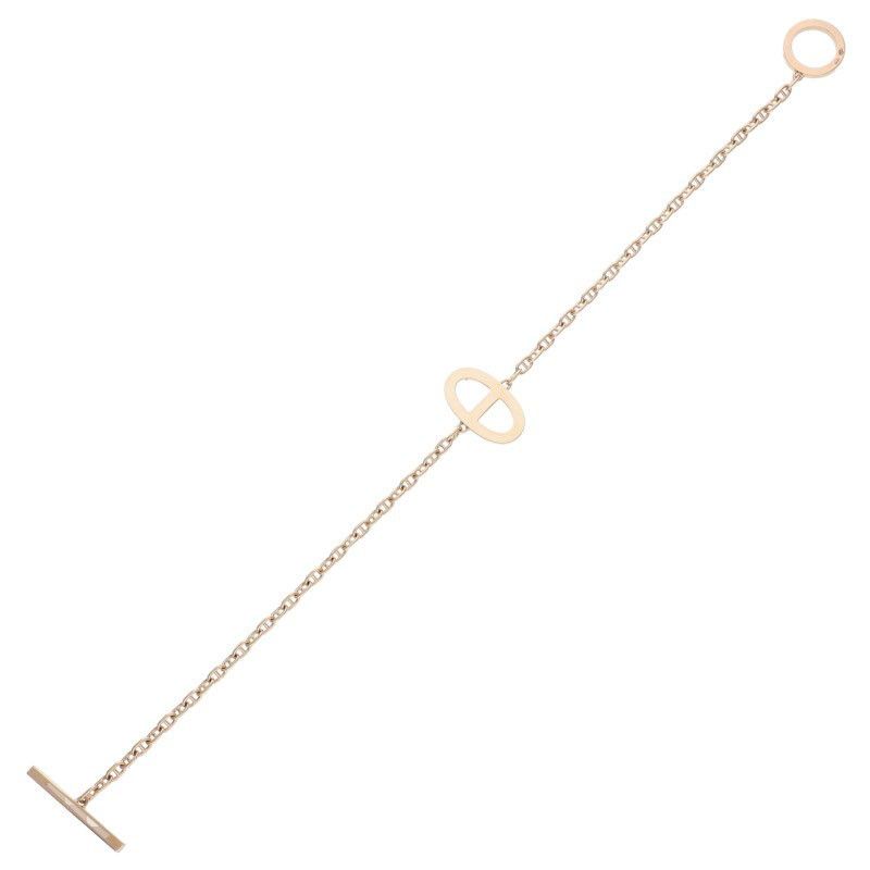 Hermes Chêne D'ancre Contour 18K Pink Gold Diamond Bracelet Men's LG