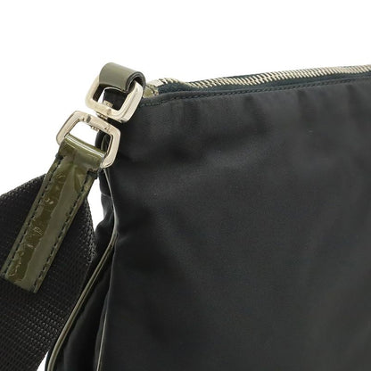 Prada Triangle Logo Shoulder Bag Nylon Enamel Patent Leather NERO Black Antraci