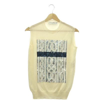 Christian DIOR - Sequin Embellished Knit Vest - 44 - Ivory - Women's