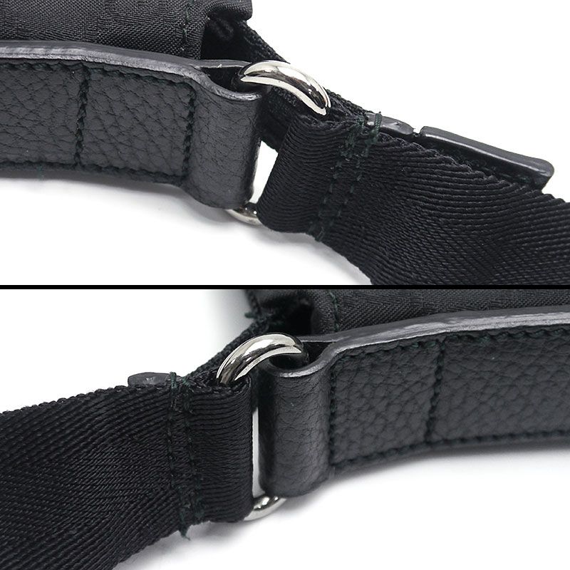 Gucci Shoulder Bag 374414 GG Canvas And Leather Black