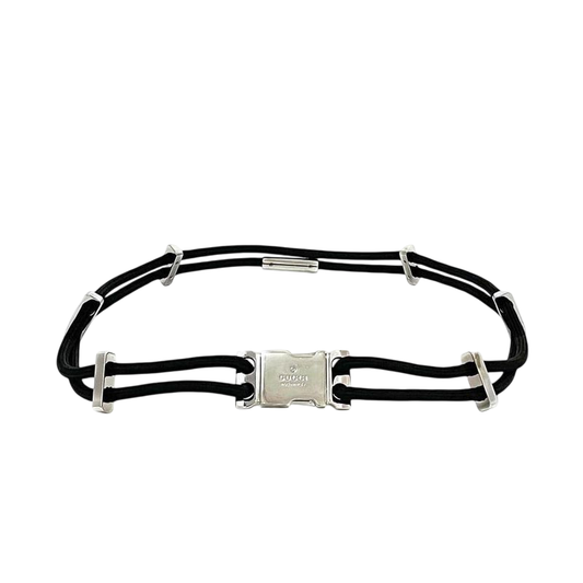 Gucci Wire Belt Black Silver Hardware Excellent Condition 83cm (32.68in)