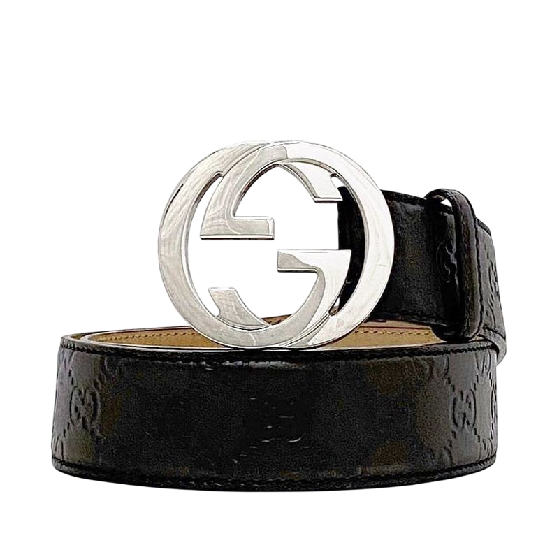 Gucci Belt Brown Cima Interlocking 114984 Excellent Condition