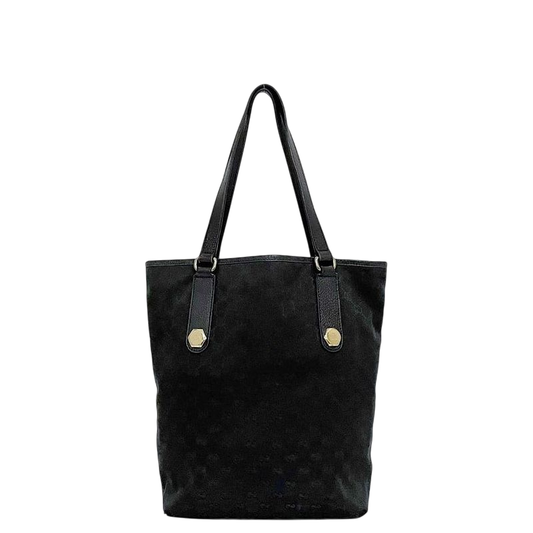 Gucci Tote Bag Black GG Canvas 153009 Light Canvas