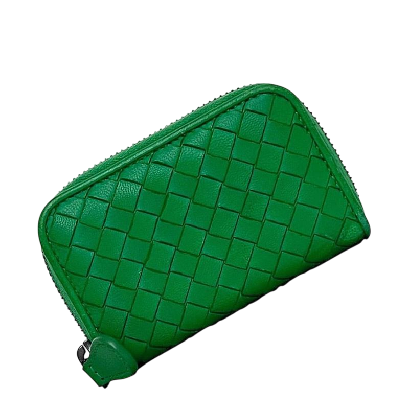 Bottega Veneta Coin Case Green Intrecciato Coin Purse Leather