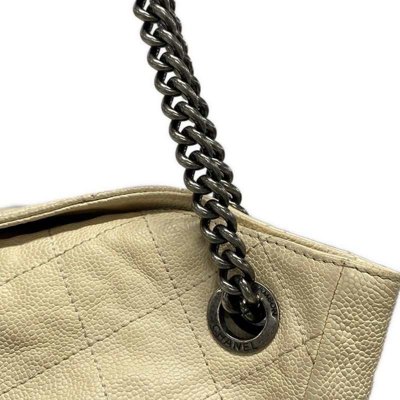 Chanel Tote Bag Matelasse Beige Chain Shoulder/vintage Silver Hardware