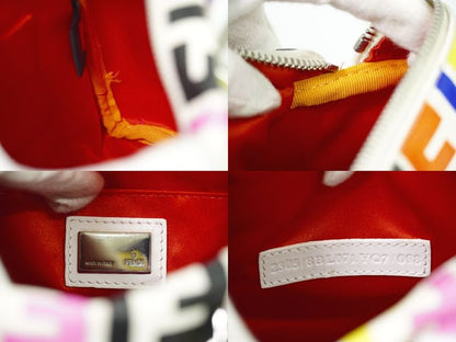 Authentic Fendi Zucca Mini Boston Bag Handbag PVC White Multicolor 8bl071 Zucca