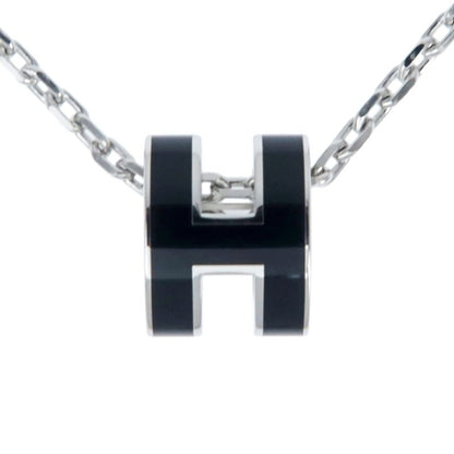 Hermes Necklace Pop Ash Mini Pendant H Black Silver-color- Accessories-