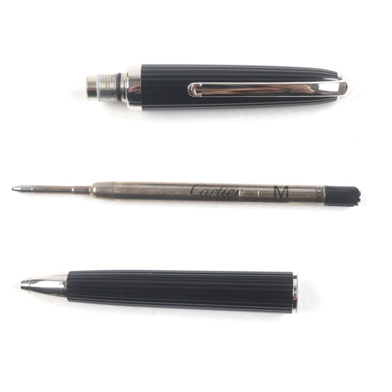 Cartier Louis Cartier Stripe Twist Ballpoint Pen Black Silver Made In France