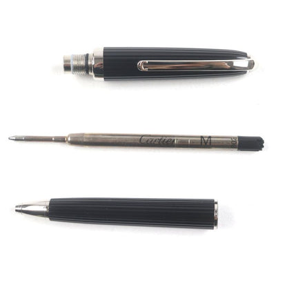 Cartier Louis Cartier Stripe Twist Ballpoint Pen Black Silver Made In France