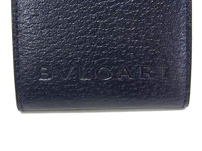 Bvlgari Leather Name Tag Name Holder Bag Charm Women's Men's Navy Bk2168