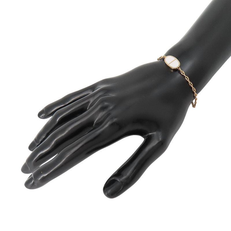 Hermes Bracelet Chaine D'ancre Verso 18K Pink Gold White Ceramic