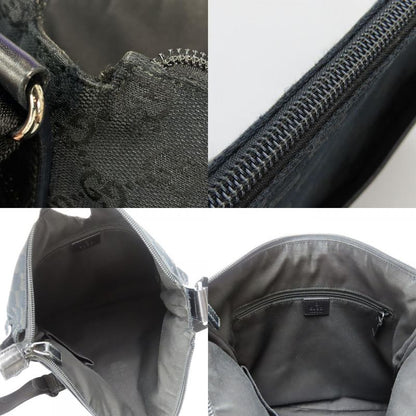 Gucci Shoulder Bag 145857 Perforated GG Canvas Leather Black Crossbody Casual