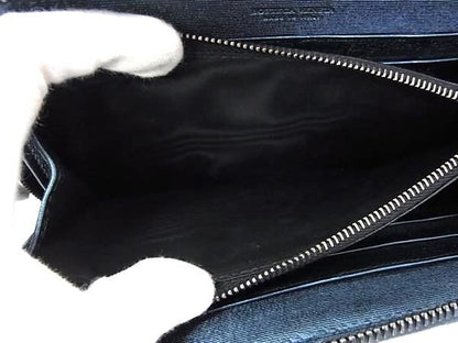 Bottega Veneta Intrecciato Leather Round Zipper Long Wallet Blue Fu2136