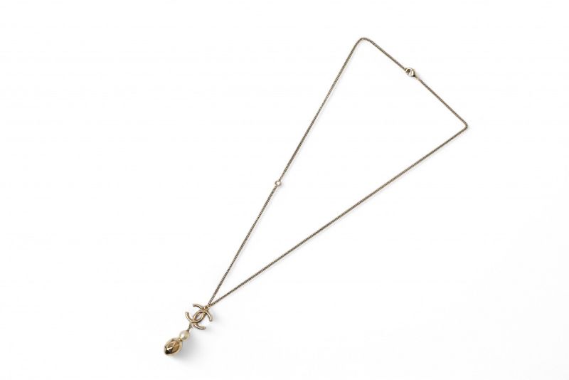 Chanel Necklace Pendant 2way Chanel Coco Mark CC Pearl Motif Gold 17P