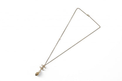 Chanel Necklace Pendant 2way Chanel Coco Mark CC Pearl Motif Gold 17P