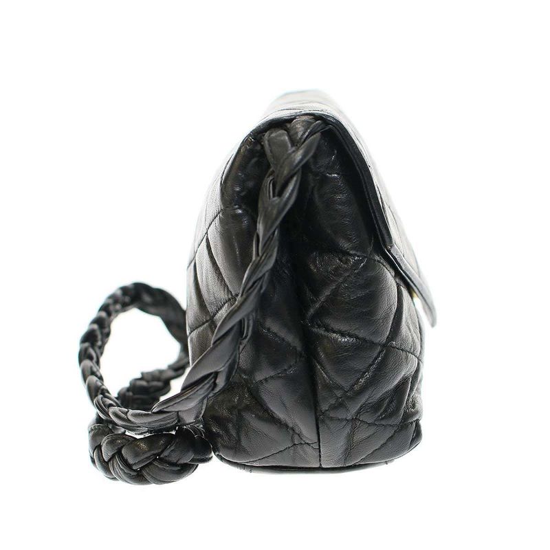 Chanel Old Vintage Matelasse Leather Shoulder Bag Black