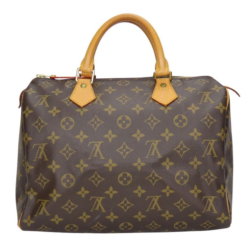 Louis Vuitton Speedy 30 Handbag Speedy 30 M41526 Monogram Nubuck Brown Gold