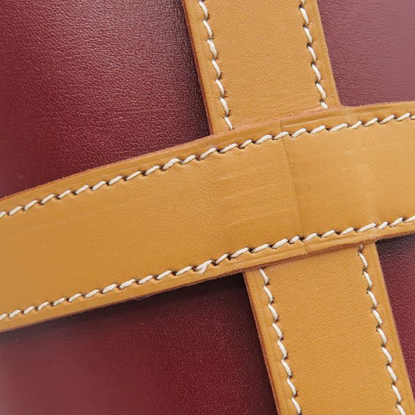 Hermes Handbag Muselière 2 Box Calf Rouge Vif X Natural X Havana Gold Hardware