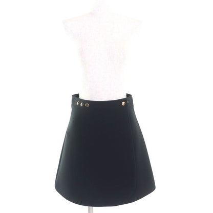 Louis Vuitton 20AW Wool Silk Blend Trapezoid Wrap Skirt With Logo Button Black