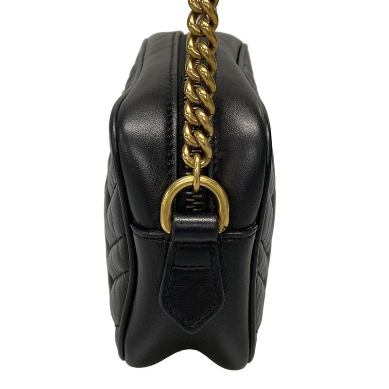 Gucci Shoulder Bag GG Marmont Quilted Mini Bag 448065 Black Chain Shoulder