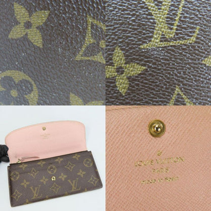 Louis Vuitton Long Wallet Portefeuille Emilie M61289 Monogram Brown Rose