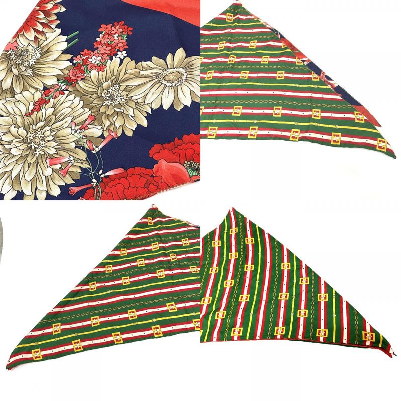 Gucci Scarf Floral All Over Flora Flowers Triangle Silk Multicolor