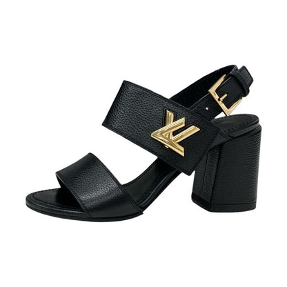 Louis Vuitton Horizon Line Sandals Shoes Leather Black Gold Lvhardware Strap