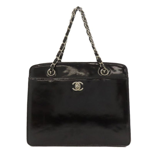 Chanel Chain Bag Coco Mark Silver Hardware Handbag Enamel Women