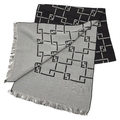Fendi FF Logo Black Gray Rayon Acetate Women's Fendi