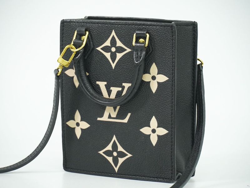 Authentic Louis Vuitton LV Petite Sac Pla Monogram Empreinte Leather 2WAY