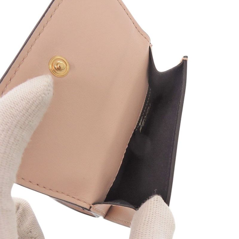 Fendi Roma Micro 8m0395 Leather Pink Trifold Wallet 0377 Fendi