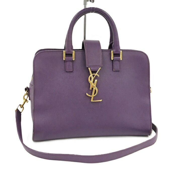 Saint Laurent 2WAY Handbag Baby Cabas Su Leather Purple 472466