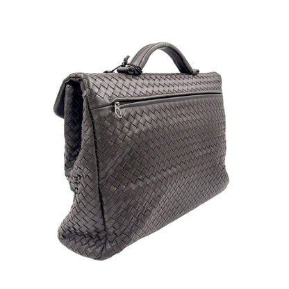 Bottega Veneta Intrecciato Leather Dark Brown Business Bag Silver — view 2