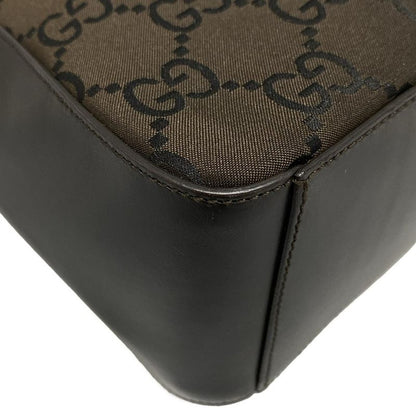 Gucci Handbag GG Pattern 13730 Dark Brown And Black Leather