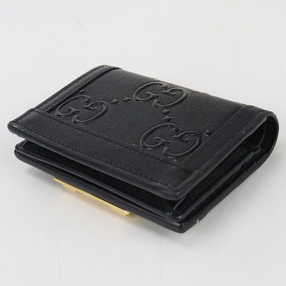 Gucci Card Case Wallet GG Embossed 676150 Bifold Wallet With Coin Purse Leather