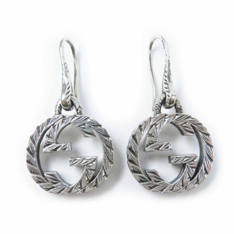 Gucci Interlocking G Arabesque Binaural Earrings Accessory Sv925 Silver With