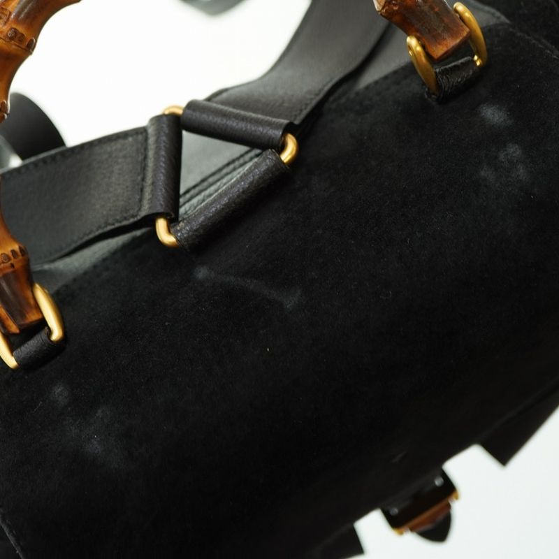 Gucci Bamboo Backpack Daypack Suede Black 0182gucci Suede Vintage